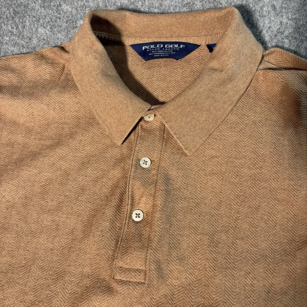 Polo Golf Polo Ralph Lauren Shirt Mens Xl Brown Cashmere Silk Long Sleeve Button